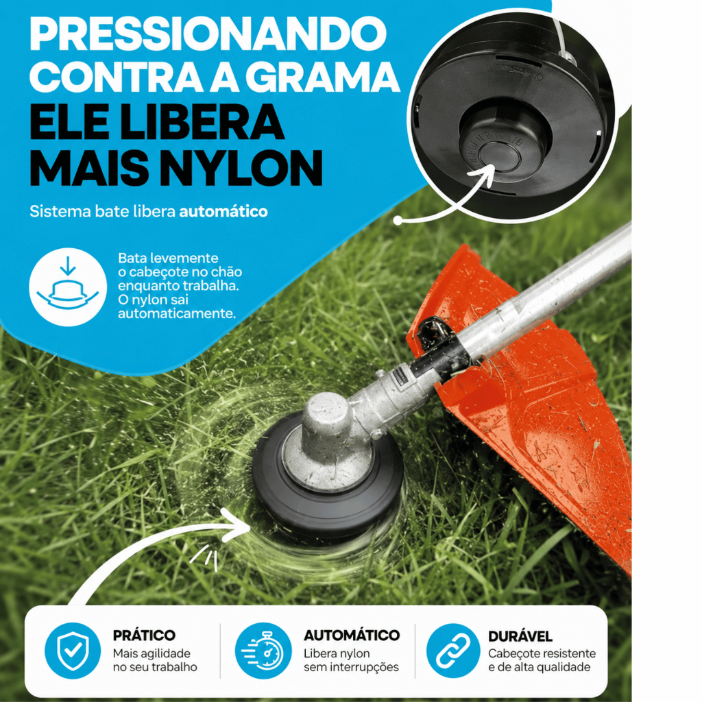 Carretel Automático Bate Libera Preto Rosca M10 x 1.25 Esq. Compatível com Toyama, Knakasaki, Vulcan, 33cc 43cc 52cc 65c — imagem 2 de 2
