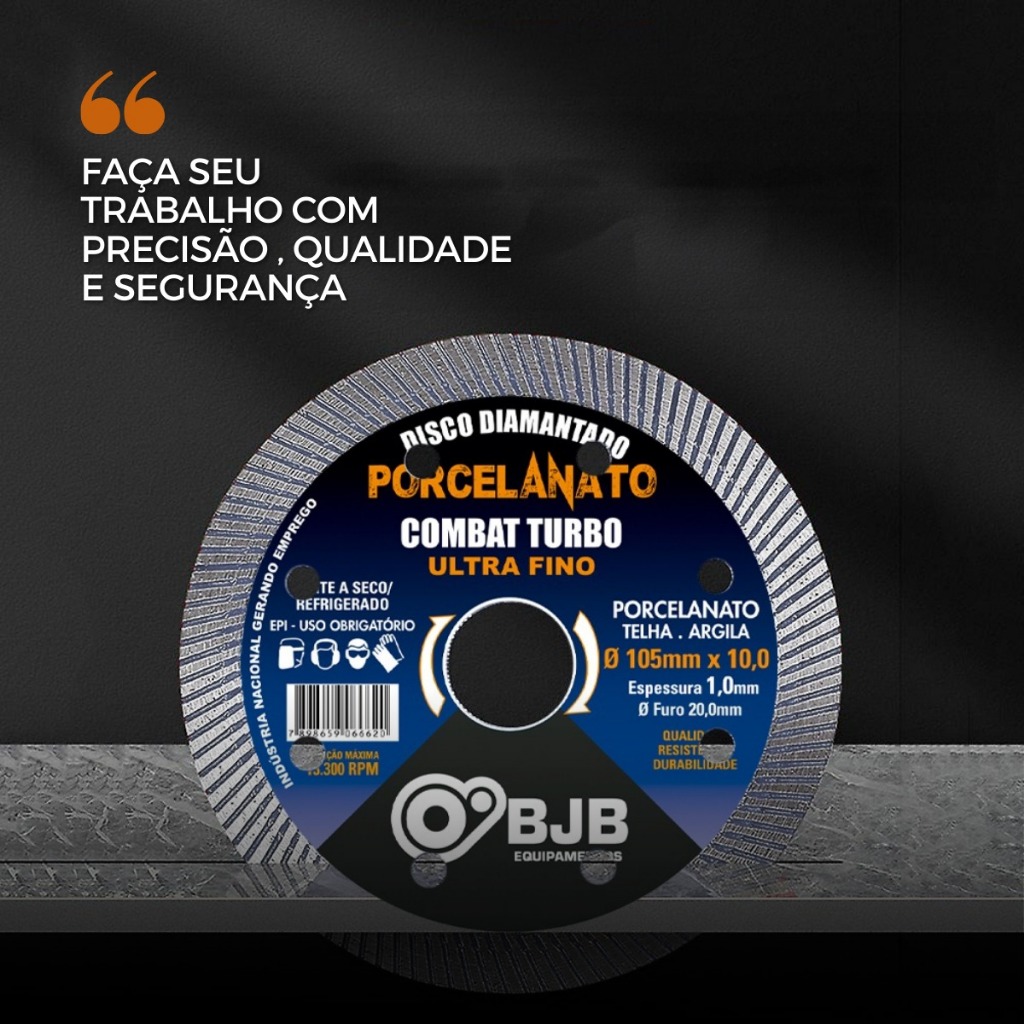 Kit 3 Discos Diamantado Porcelanato Corte Ultra Fino BJB equipamentos, Diametro de 105mm Furo 20mm — imagem 2 de 2
