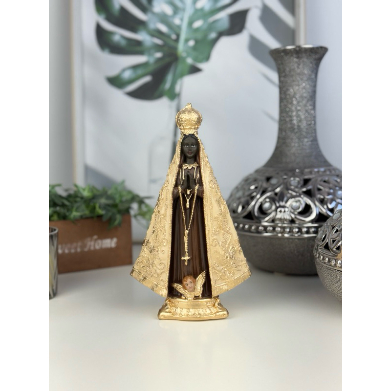 nossa senhora aparecida 22cm colorida barroca gesso imagem católica tradicional