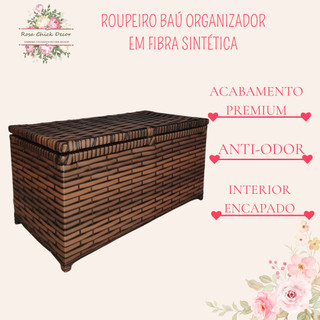 Roupeiro Baú Horizontal Fibra Sintética Cesto Roupa Suja Brinquedos Organizador 30x55x30
