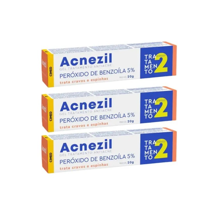 Kit 3 Gel Facial Acnezil 20g Passo 2