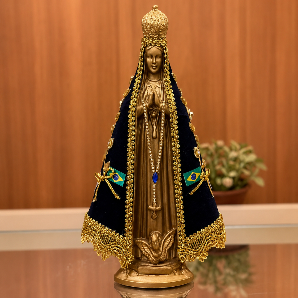 Nossa Senhora Aparecida Imagem Gesso De Qualidade Artesanal Manto Tradicional