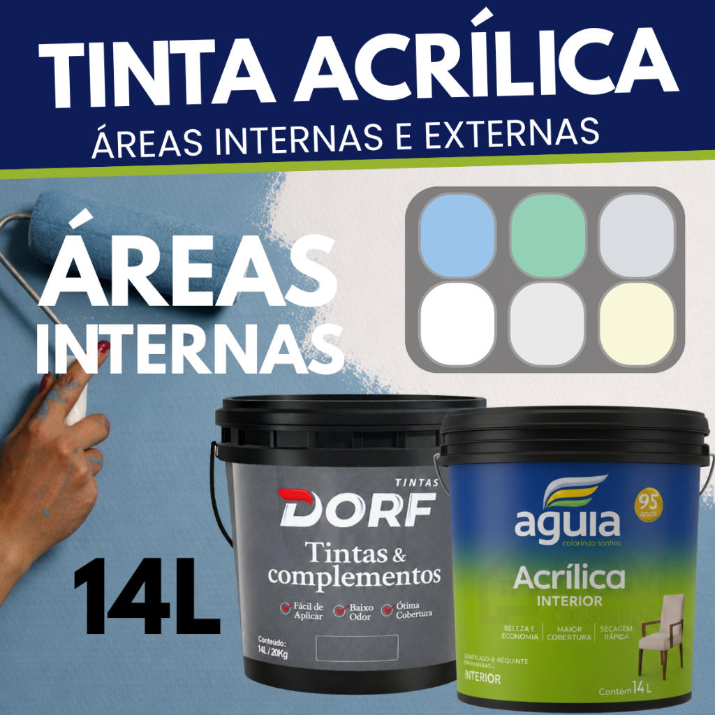 Tinta Águia Acrílica Premium Profissional Branco 14L Acabamento Fosco Secagem Rapida