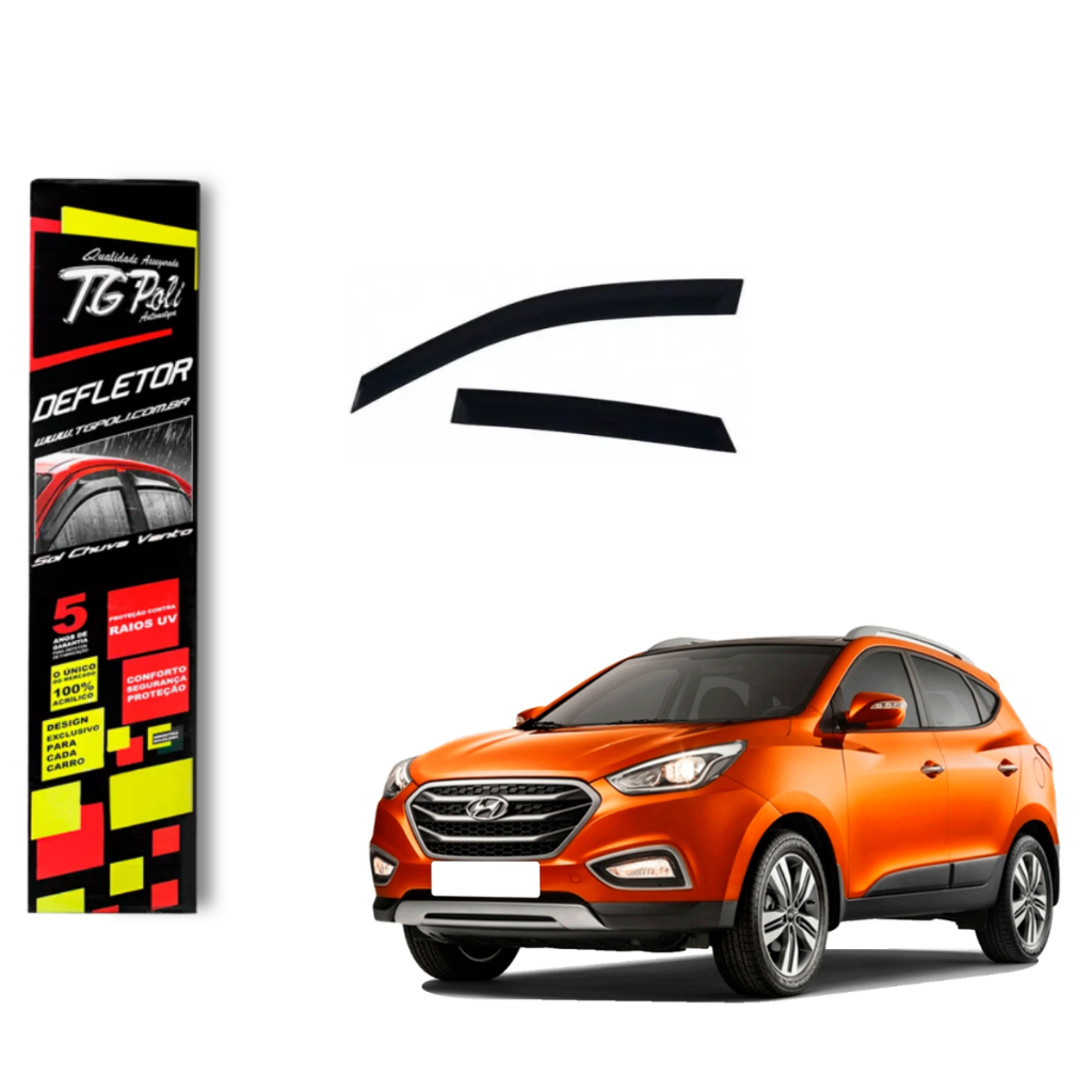 Calha de Chuva Hyundai IX35 2011 a 2022 4 portas TG Poli Defletor Portas Protetor Janelas Fumê