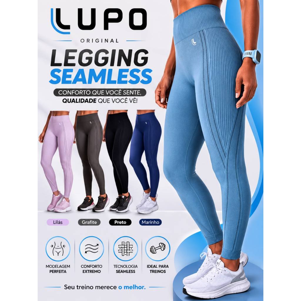Calça Legging Max Lupo Original Seamless Feminina Cós Alto Academia Fitness Alta Compressão
