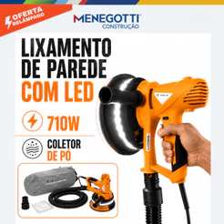 Lixadeira de Parede Menegotti MLP710 710W LED Velocidade Variável Coletor 127V/220V Elétrica