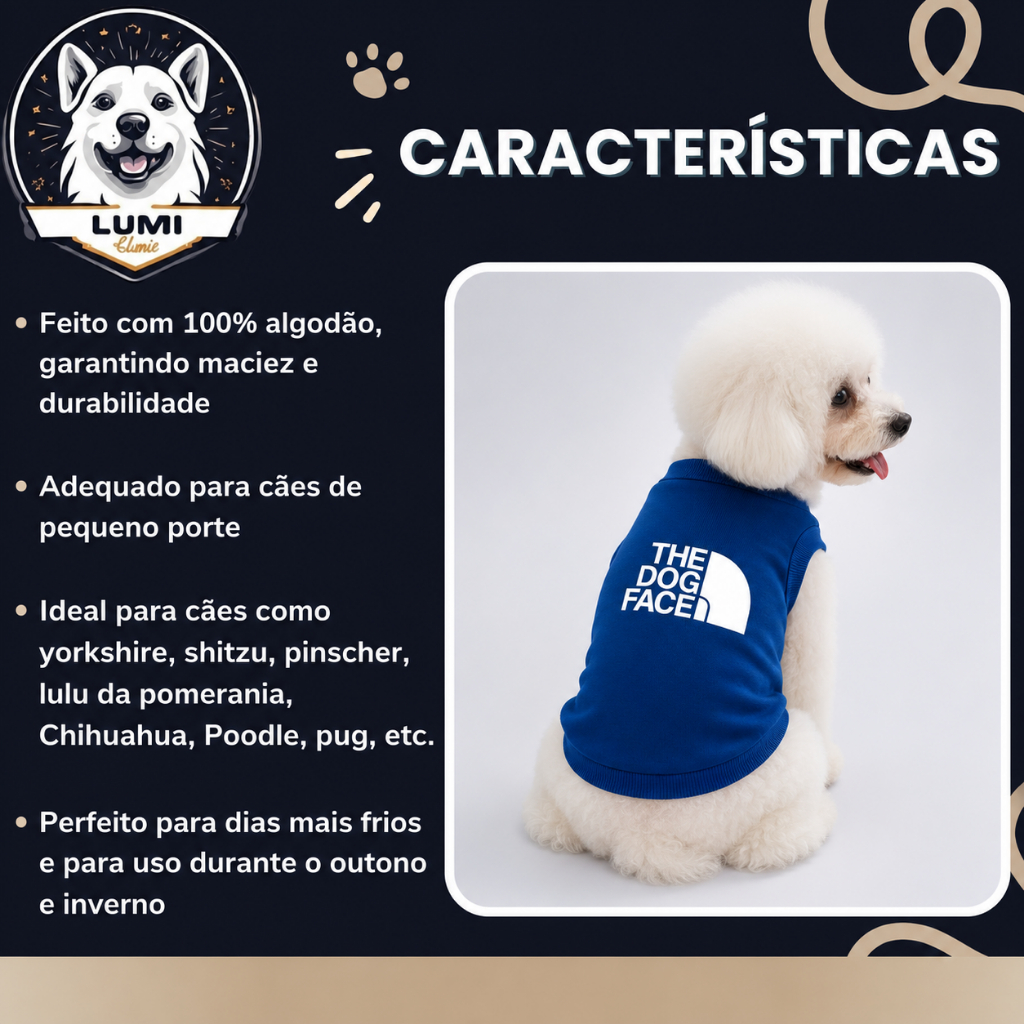Roupa Para Cachorro Roupinha Pet Algodão Confortável The Dog Face — imagem 2 de 2