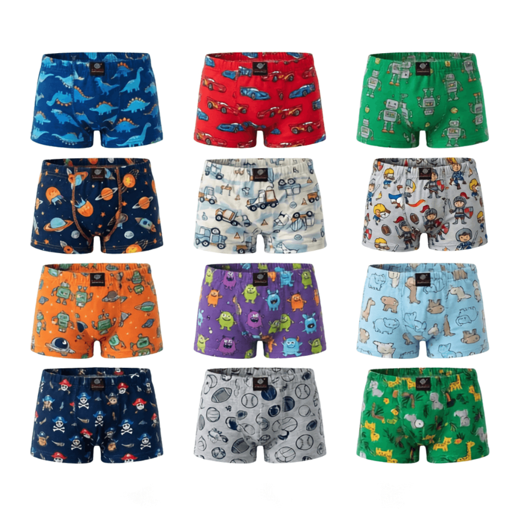 Cueca Boxer Infantil Menino Masculina Kit Coeca Box Estampas Sortidas Malha Fria Macia Confortável