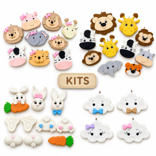 Kit Biscuit Decorativo Pingentes 10 Peças Nuvem Safari ou Páscoa para Lembrancinhas e Artesanato