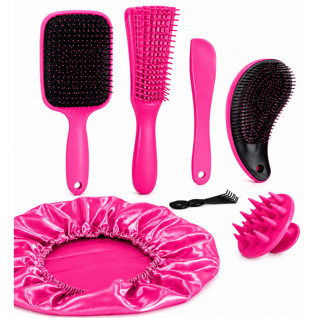 Kit 4 Escova com Massageador de Silicone e Touca de Cetim