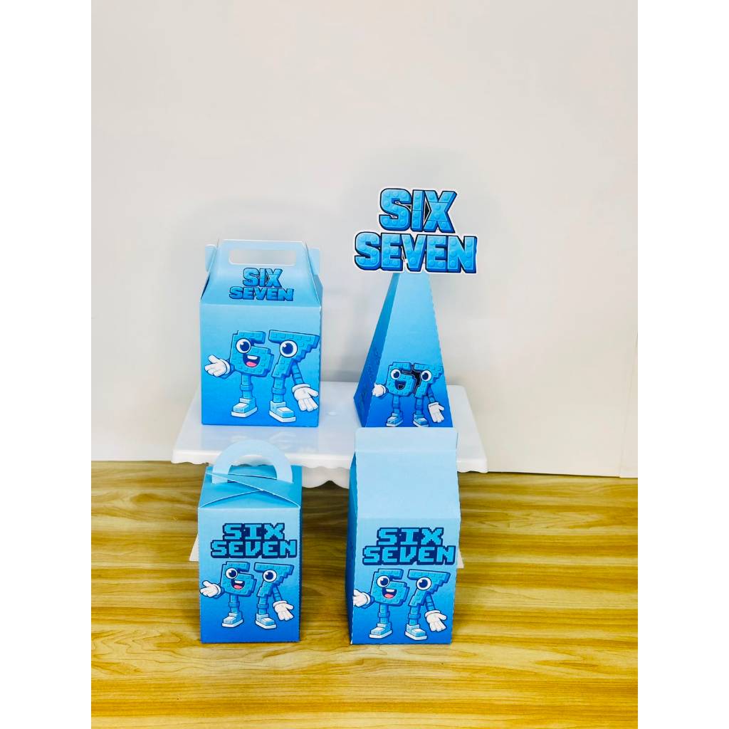 Kit Festa Six Seven Personalizado |Caixinhas Lembrancinhas Festa Infantil |Milk Pirâmide Sushi Maleta |Decoração| Temas