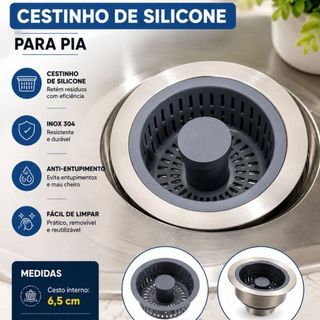 Ralo de Pia de Cozinha em Aço Inox com Válvula Coletora de Resíduos Para Pia de Cozinha Duhome