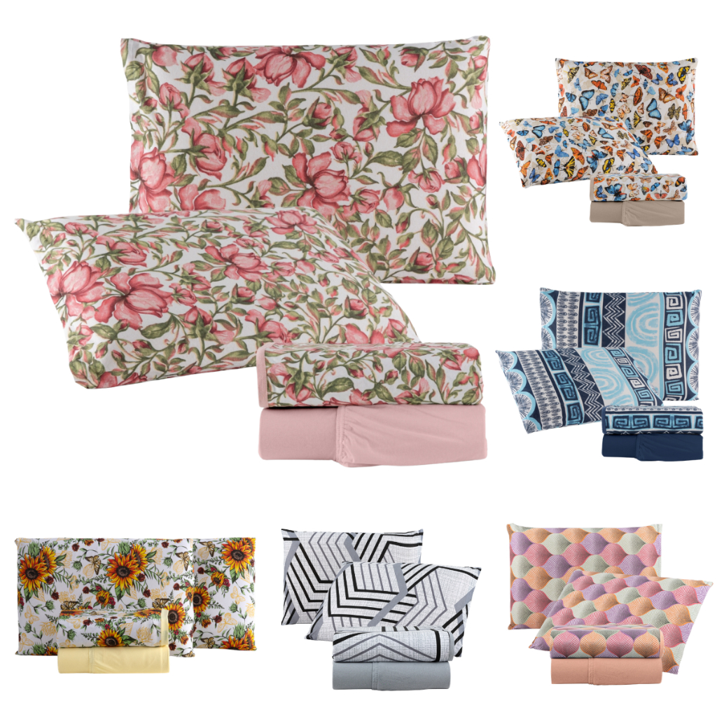 Jogo Lençol Roupa de Cama Solteiro 3 Peças Malha 100% Algodão Com Elástico Fronha Toque Suave Macio
