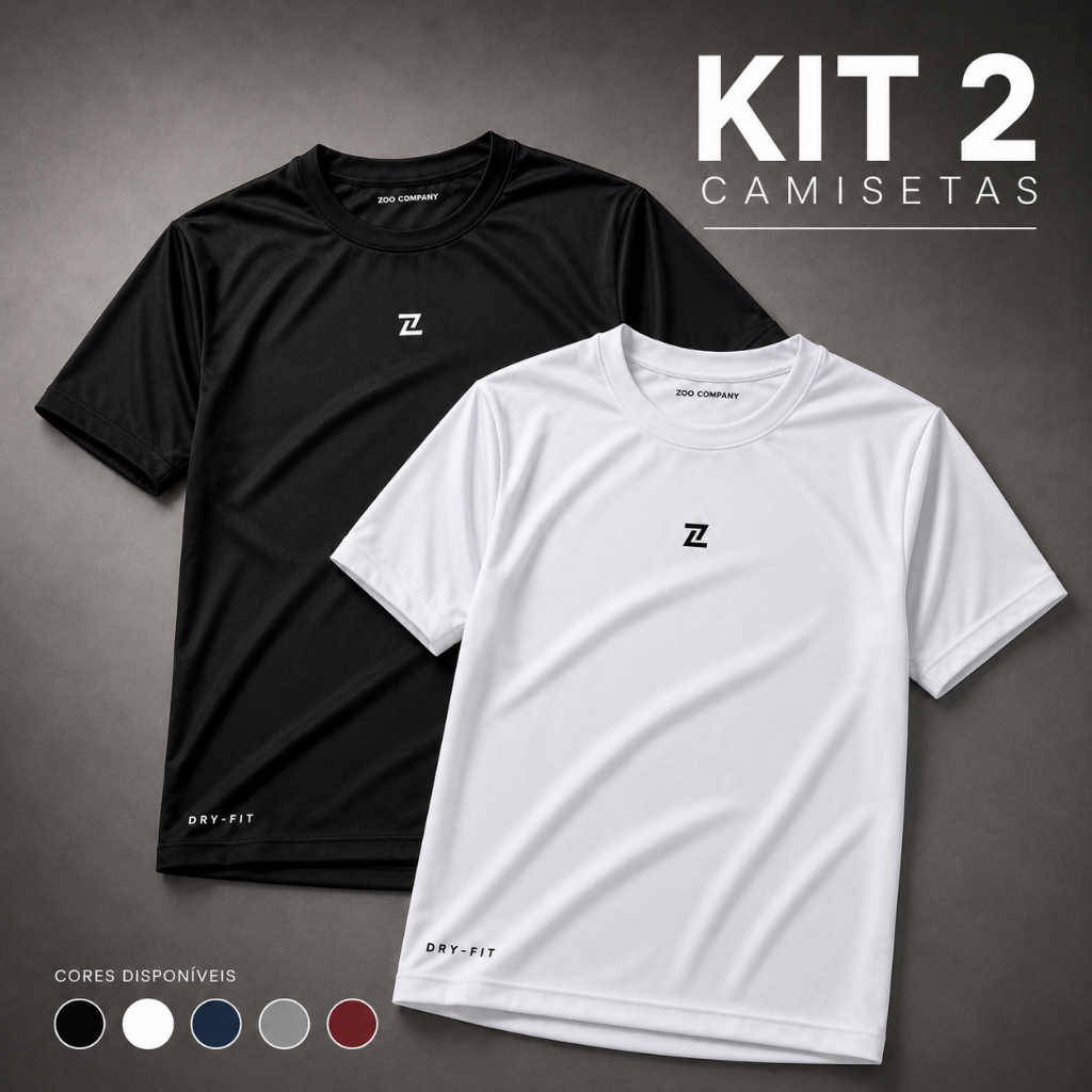 Kit 2 Camisetas Masculina Academia Dry Fit Corrida Esportiva Refletiva Plus Size G1/G2/G3
