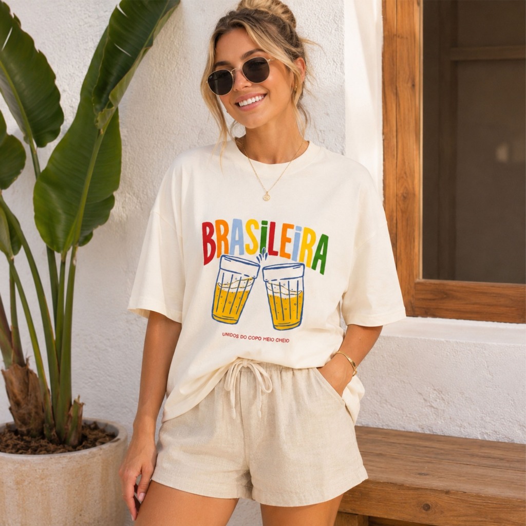 Camiseta Oversized Feminina Algodão Premium Casual Streetwear Confortável