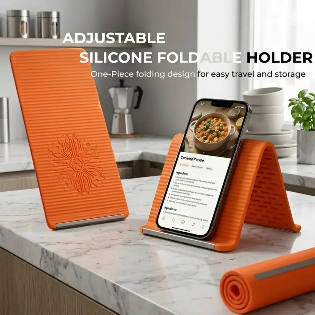 Suporte Flexível para Celular e Tablet em Silicone e Alumínio, Dobrável, Curvável e Ajustável, Suporte Portátil para Mes