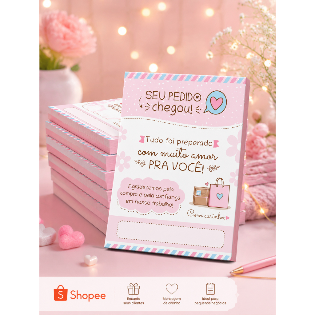 Kit 5 Blocos (500 Folhas) para Agradecimento / Obrigado pela Compra