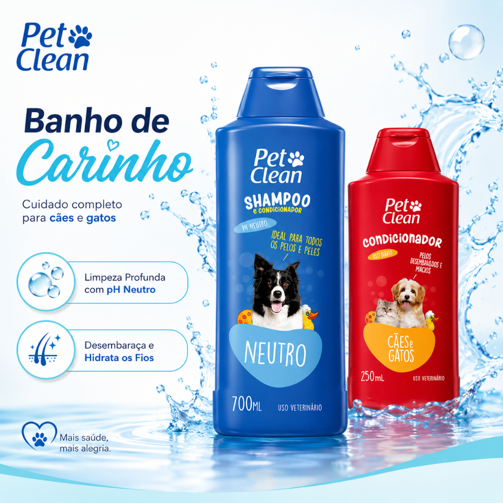 Kit Shampoo 2x1+condicionador+perfume+escova Banho Cães Gato Neutra — imagem 2 de 2