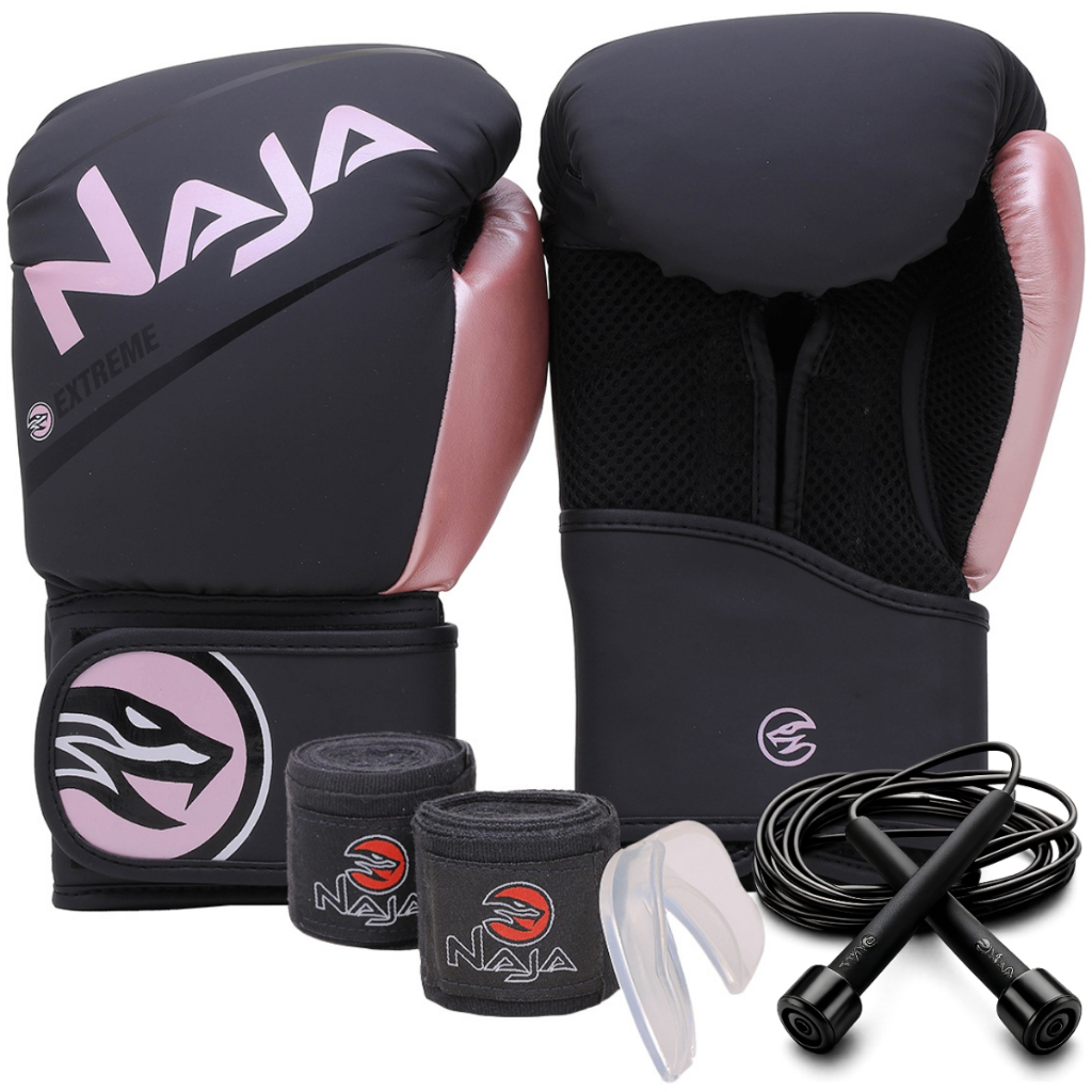 Kit Mma Boxe e Muay Thai Naja Extreme + 2 bandagens + Protetor Bucal + Corda extra Sortida Profissional Treinos Intensos — imagem 2 de 2