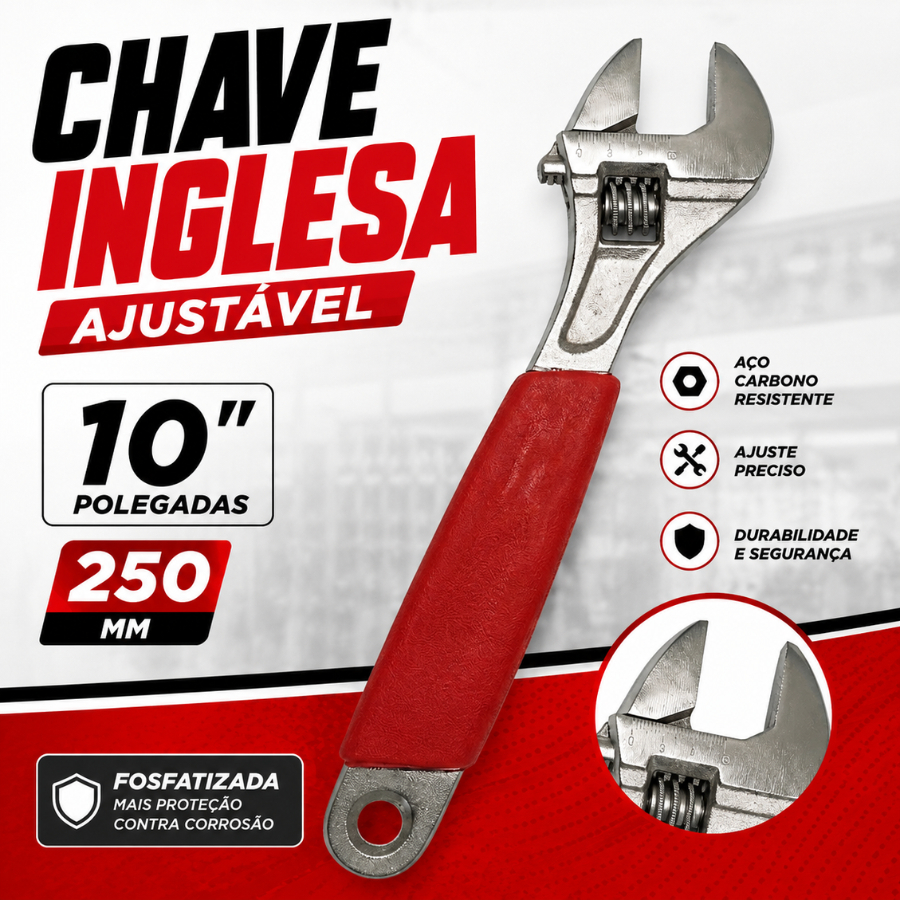 Chave Inglesa Ajustável 10" Polegadas 250 Mm Fosfatizada
