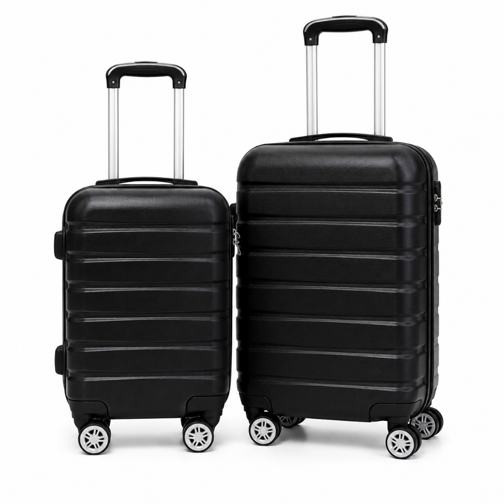 Kit Mala de Viagem 18 e 20 Polegadas Rígida Rodinhas 360° Bagagem de Bordo Resistente Preta Cinza Rosa