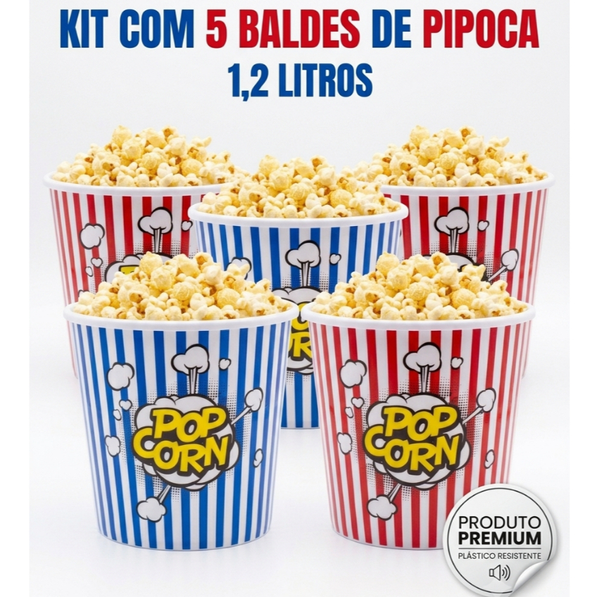 Balde de Pipoca Grande 1,2L Para Petiscos e Festa