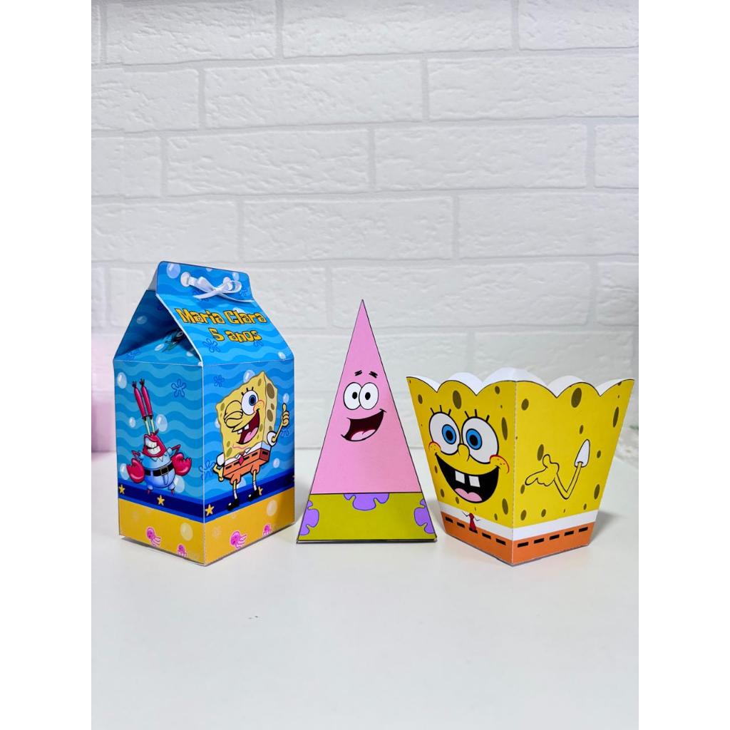 Kit Festa Pronta - Caixinhas Personalizadas Bob Esponja - 3 modelos - Papel Matte | Lembrancinha de aniversário