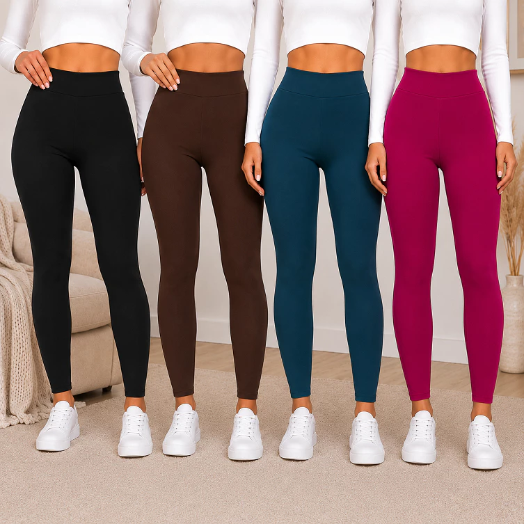 Kit 2 Calças Leg Legging Feminina Suplex Lisa Cintura Alta Zero Transparência Para Academia Fitness