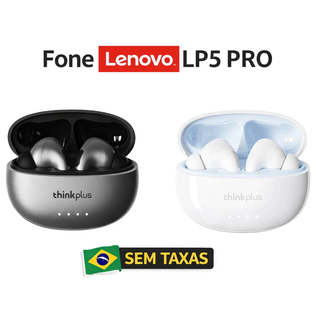 Lenovo LP5 e LP3 PRO Fone Bluetooth 5.4 TWS Original | Grave Forte + Hi-Fi | Gamer | Bateria Longa | Android/iOS