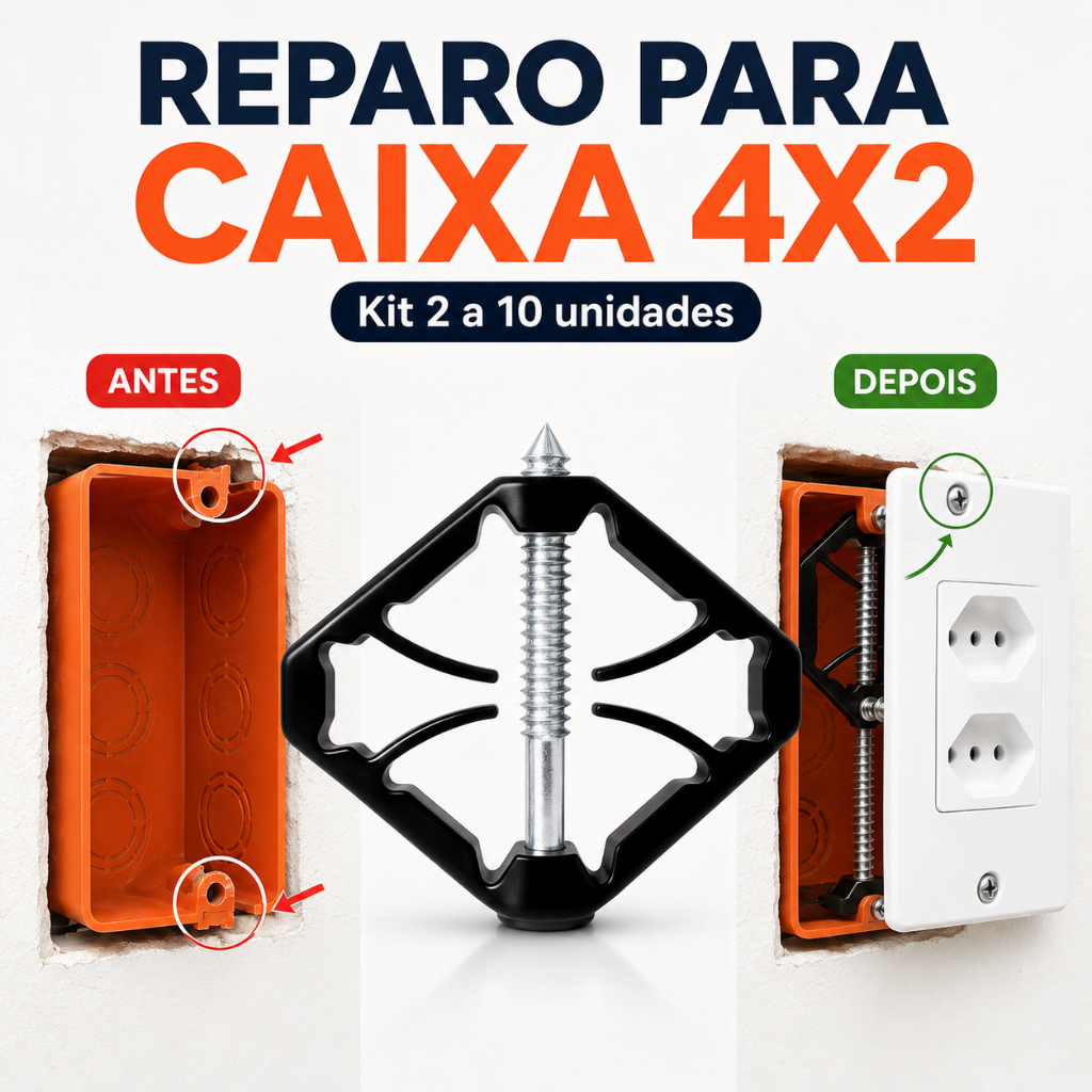 Kit Reparo Tomada 4x2 – Fixador para Caixa de Luz Danificada
