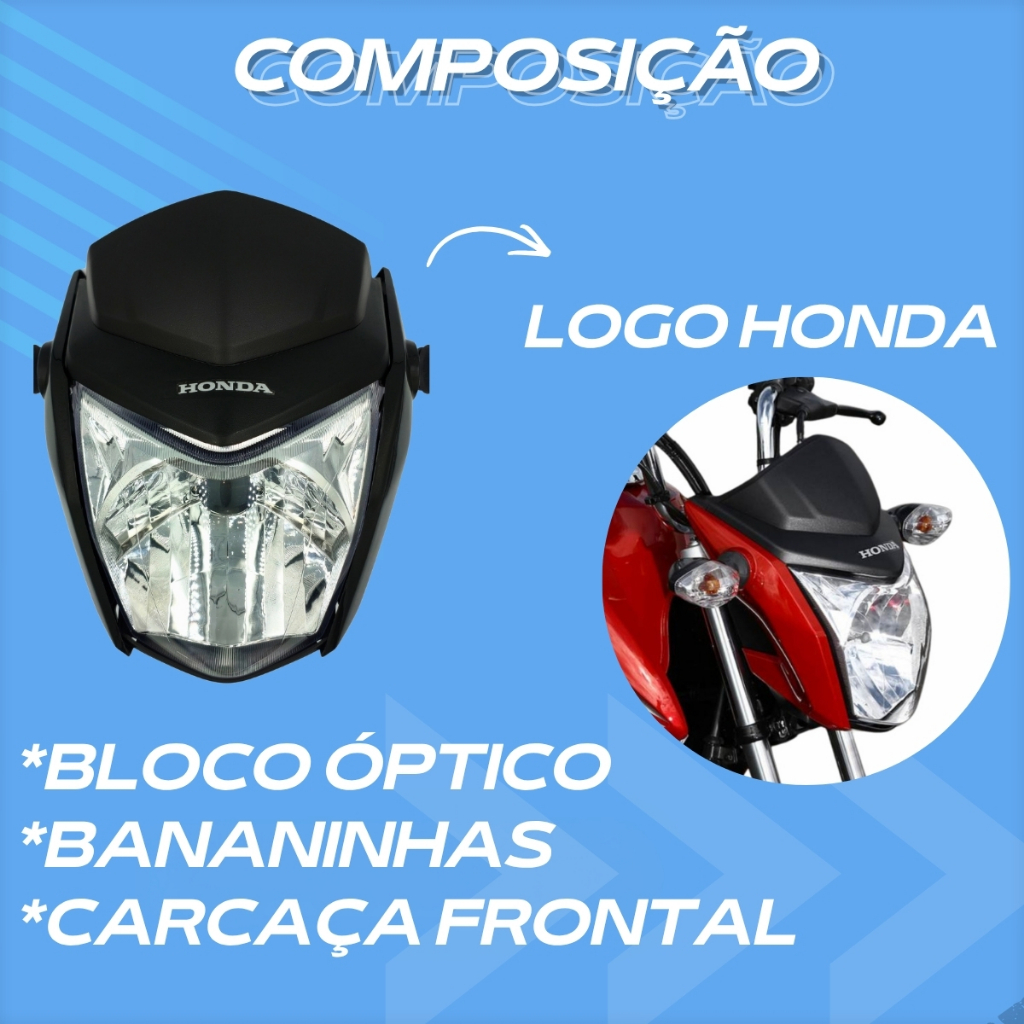 Frente Farol Completa Titan Fan 150 160 2014 a 2021 Bloco Óptico Bananinha Carenagem Frontal — imagem 2 de 2