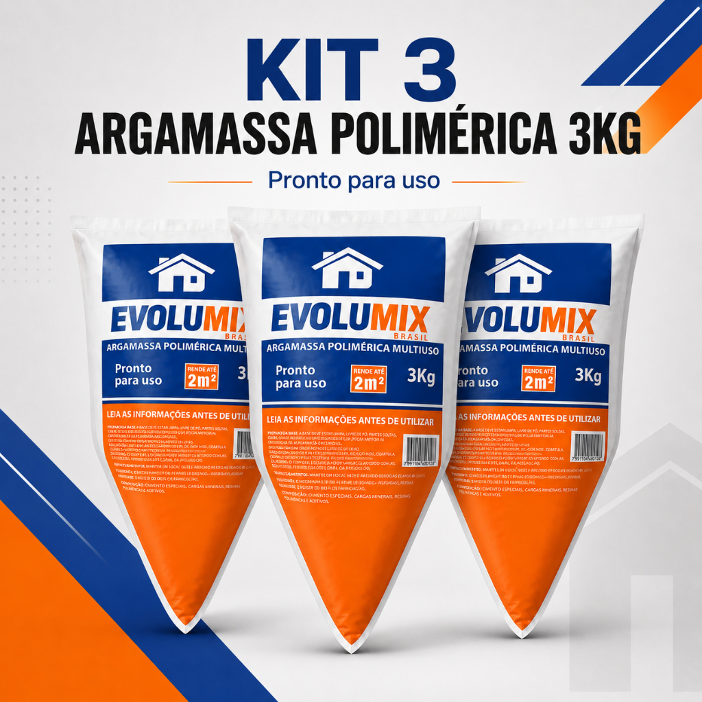Kit 3 Argamassa Polimérica 3kg Bisnaga Pronta Uso para Assentar Blocos Tijolos e Alvenaria Fácil