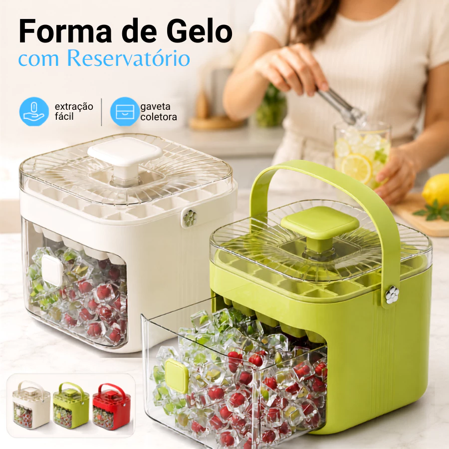 Máquina Manual de Gelo com Caixa Armazenadora Extrator Prático e Alça Portátil para Drinks e Sucos — imagem 1