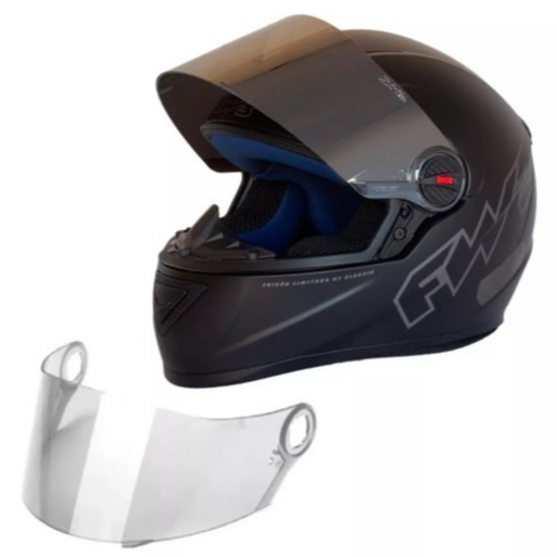 CAPACETE MOTO BARATO FW3 GT CLASSIC PRETO FOSCO + VISEIRA DE VÁRIAS CORES