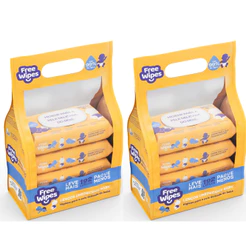 Kit com 2 Promo Pack Lenços Umedecidos Baby Free Wipes - Cuidado Puro (384 lenços)