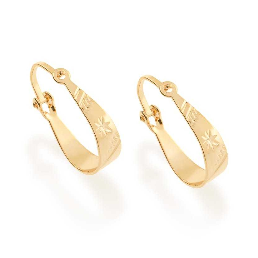 Brinco Folheado Ouro Rommanel Argola Trabalhada Com Cor Dourado 520006