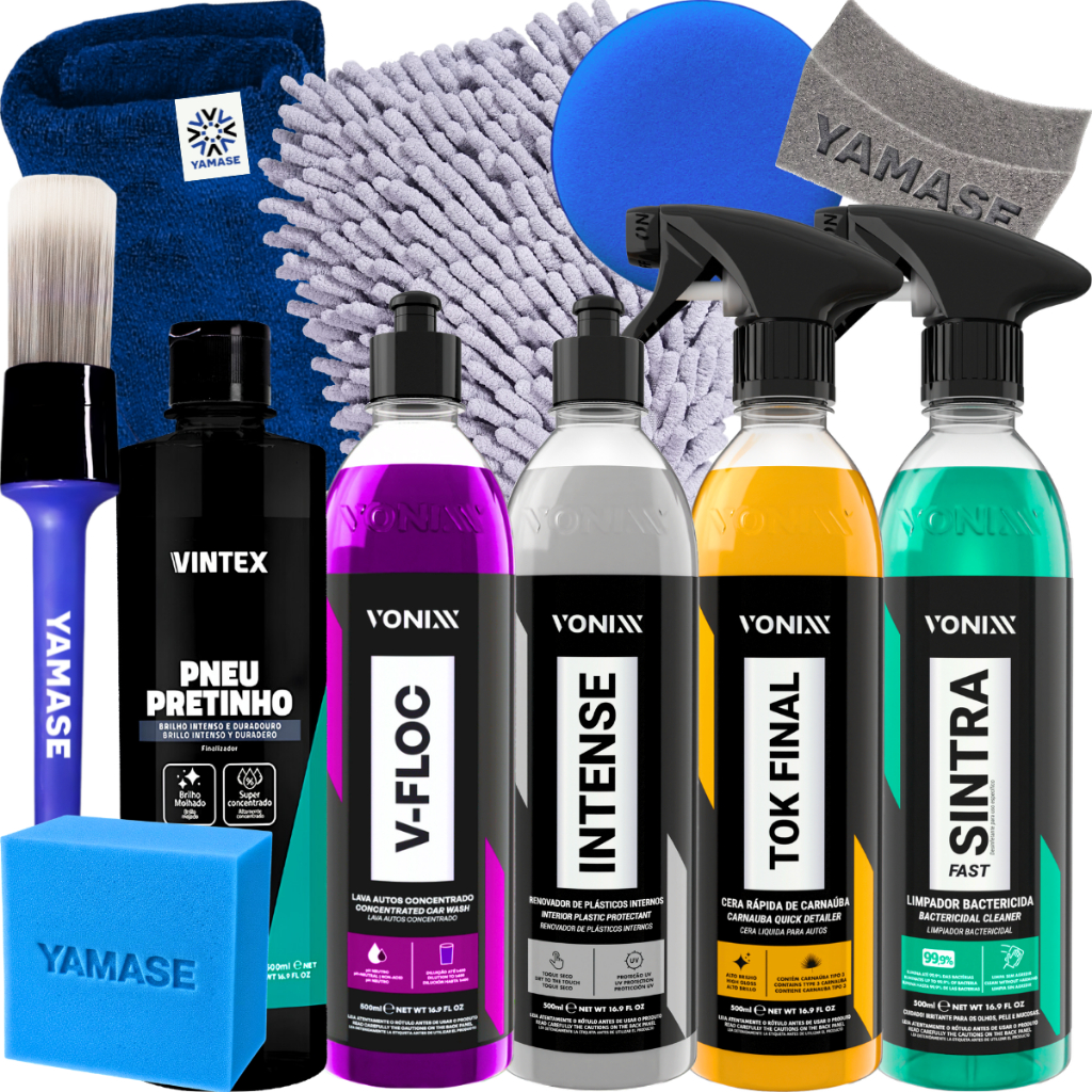 Kit Lavagem Completa Shampoo Cera Tok Final Intense Sintra Fast Pneu Pretinho Vonixx