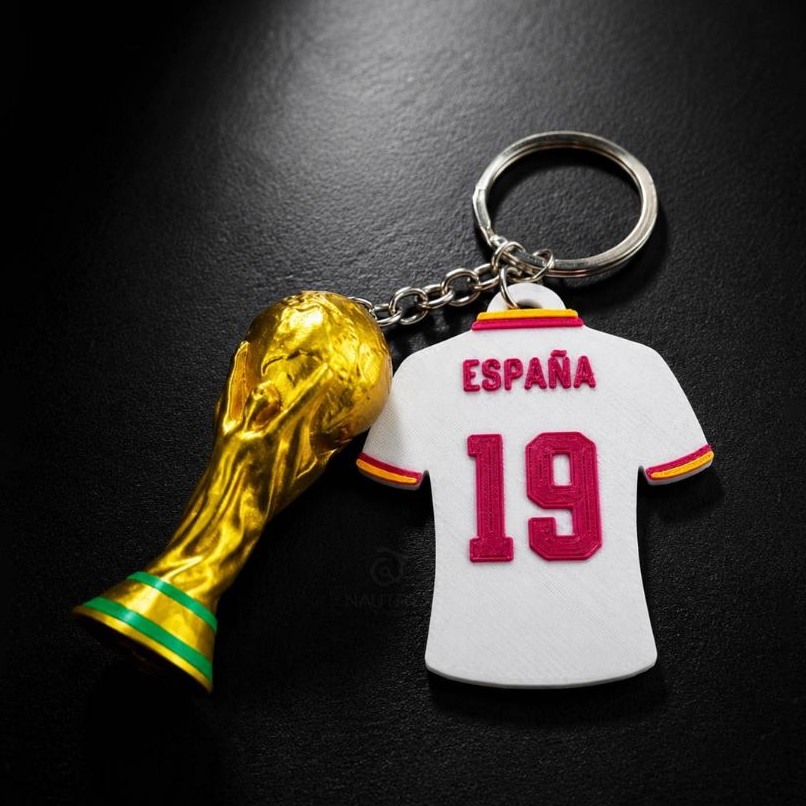 Chaveiro Copa do Mundo 2026 Espanha Portugal Noruega | Camiseta + Taça | Futebol