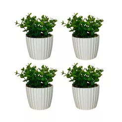 Kit 4 Vasos Vasinhos Decorativos com Flores Eucalipto Artificiais para Casa