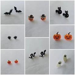 Brincos fofinhos Halloween Abobora Jack O Lantern aranha morcego cobra abobora bruxa fantasma gato preto