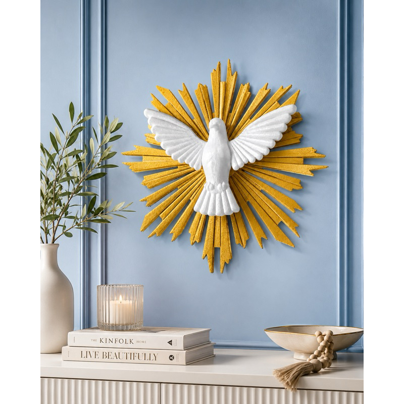 Divino Espírito Santo de Parede 15cm Decorativo em PLA | Decoração Religiosa Católica com Fita Dupla Face