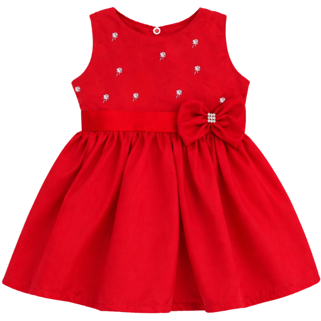 Vestido Infantil Verão para Festa Roupa Bebê Menina Luxo com Laço Vermelho Natal
