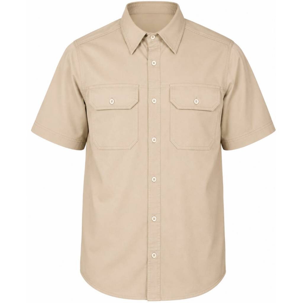 Camisa Social Slim Fit Masculina Manga Curta Lisa Com Bolso