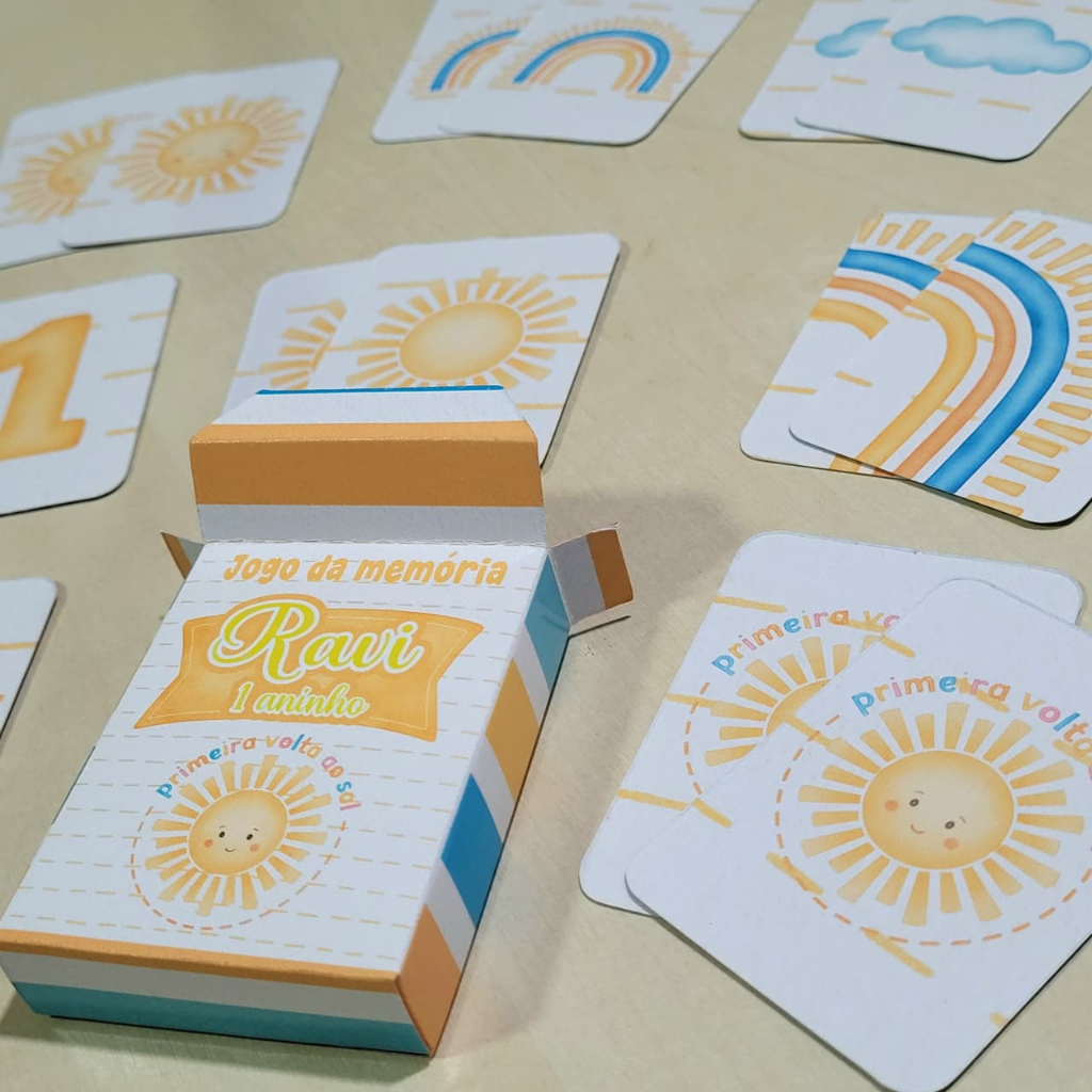 JOGO DA MEMÓRIA PRIMEIRA VOLTA AO SOL AZUL PERSONALIZADO/LEMBRANCINHA PERSONALIZADA/ANIVERSÁRIO