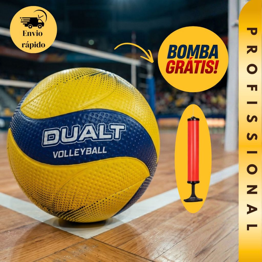 Bola de Volei Profissional + Bomba Para Encher Grátis Dualt SoftMax Microfibra Para Quadra Areia Volleyball Premium