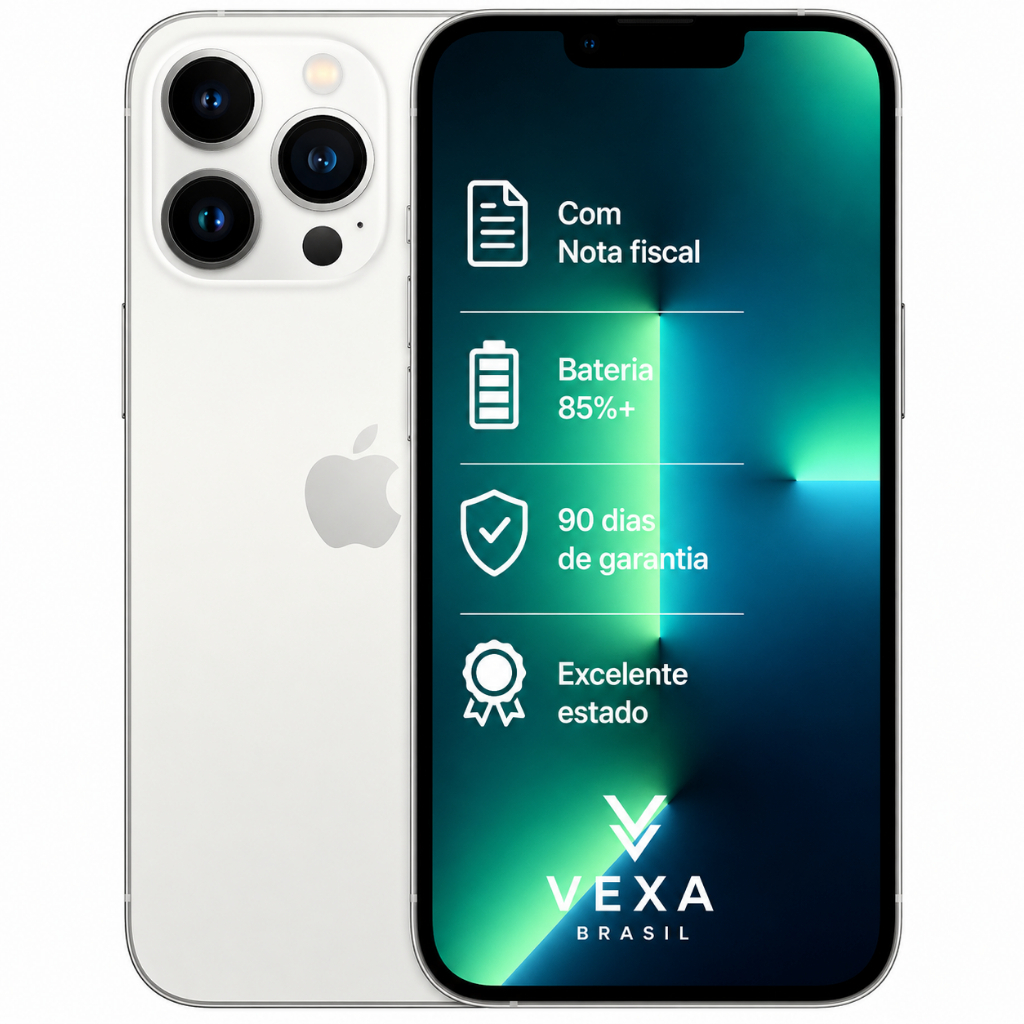 Apple iPhone 13 Pro Max 256GB Prata | Semi Novo Premium | Bateria Mínima 85%