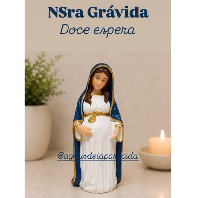 Nossa Senhora do Ó, Nossa Senhora Grávida, imagem católica, resina, 11 cm, presente religioso Doce Espera