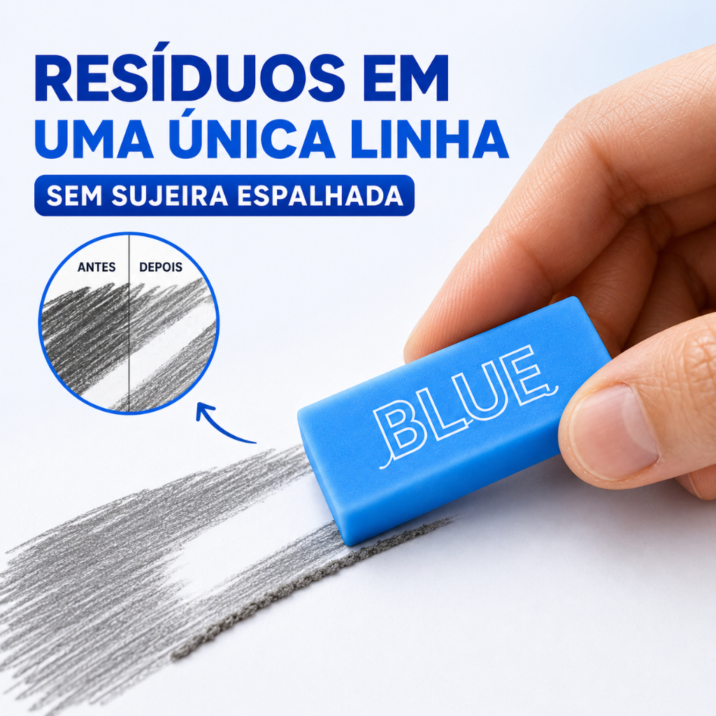 3/6/9/12 Unidades Borrachas Escolares Azuis Macias Sem Resíduos Espalhados para Desenho e Escrita · foto 2