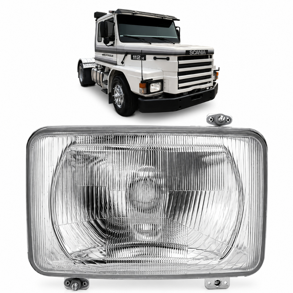 Farol Scania 112 113 Caminhão Bloco Óptico Vidro Fortluz