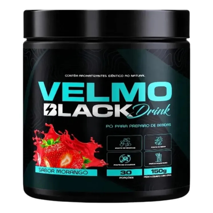 Velmo Black Chá Drink Premium Em Pó 150g sabor Morango Promoção